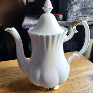 Royal Albert Val D'Or - Bone China, White & Gold Coffee Pot Made In England
